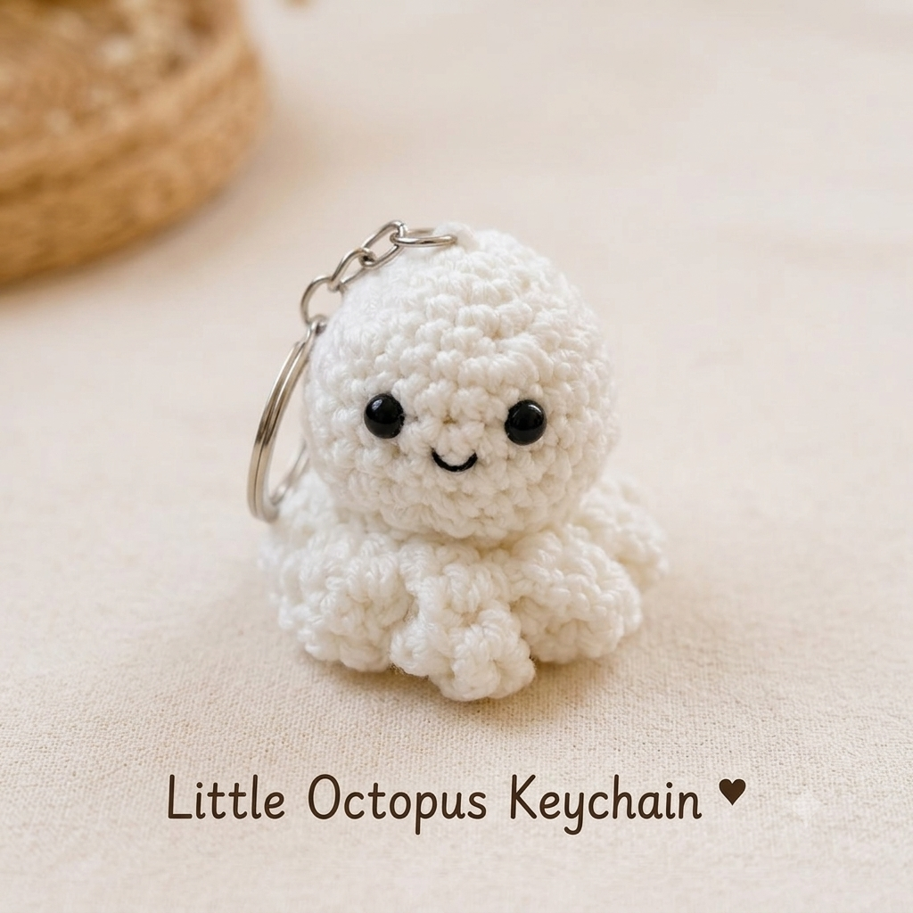 Handmade Crochet Little Octopus & Keychain (Pair of 2)
