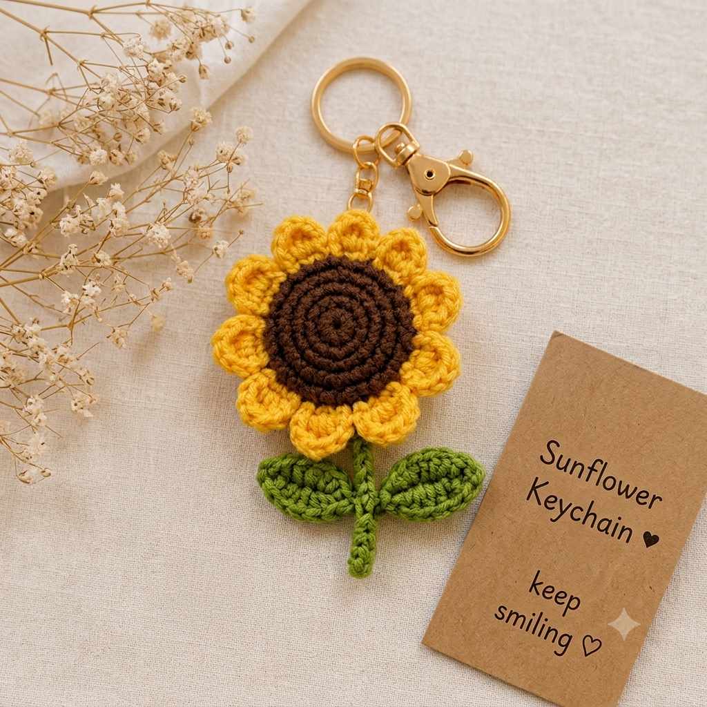Handmade Crochet Sunflower & Keychain