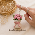 Handmade Crochet Rose Bag Charm & Keychain