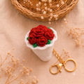 Handmade Crochet Red Rose & Keychain