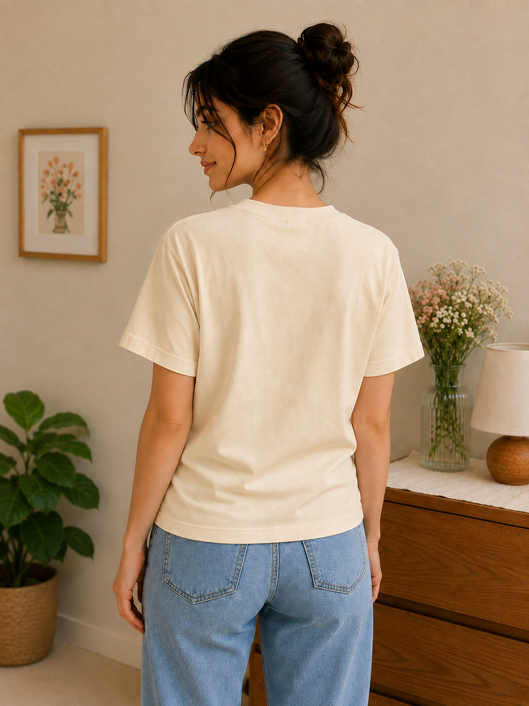Handcrafted Crochet Daisy Cotton T-Shirt