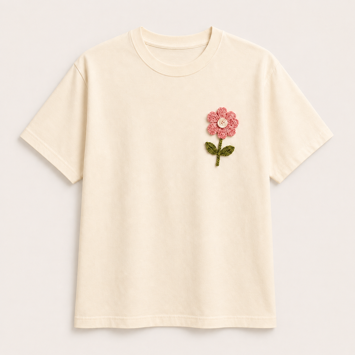 Handcrafted Crochet Daisy Cotton T-Shirt
